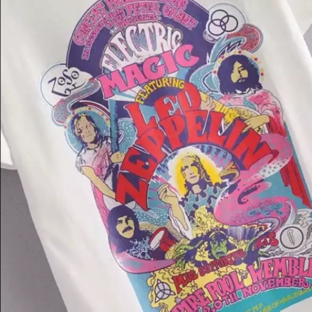 White Led Zeppelin Electric Magic Graphic T-Shirt - Picture 6 of 7